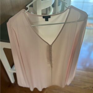 Ann Taylor soft pink crepe long sleeve top